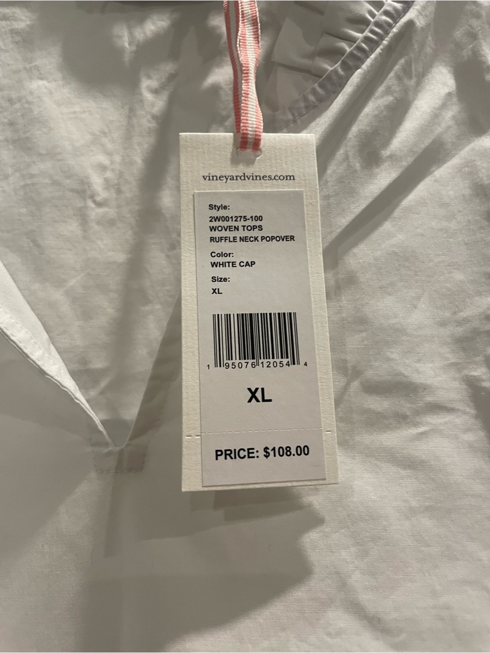 Vineyard Vines White Ruffle Neck
Popover Woven Top Size XL - Picture 3 of 5